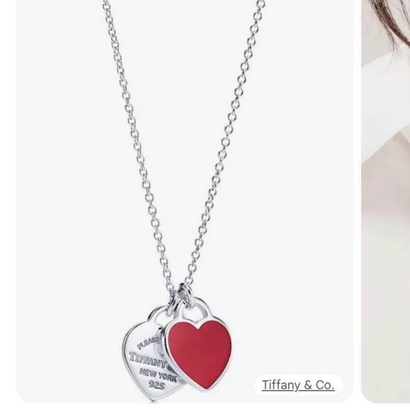 Tiffany & Co. Silver Necklace with Red Heart Charm